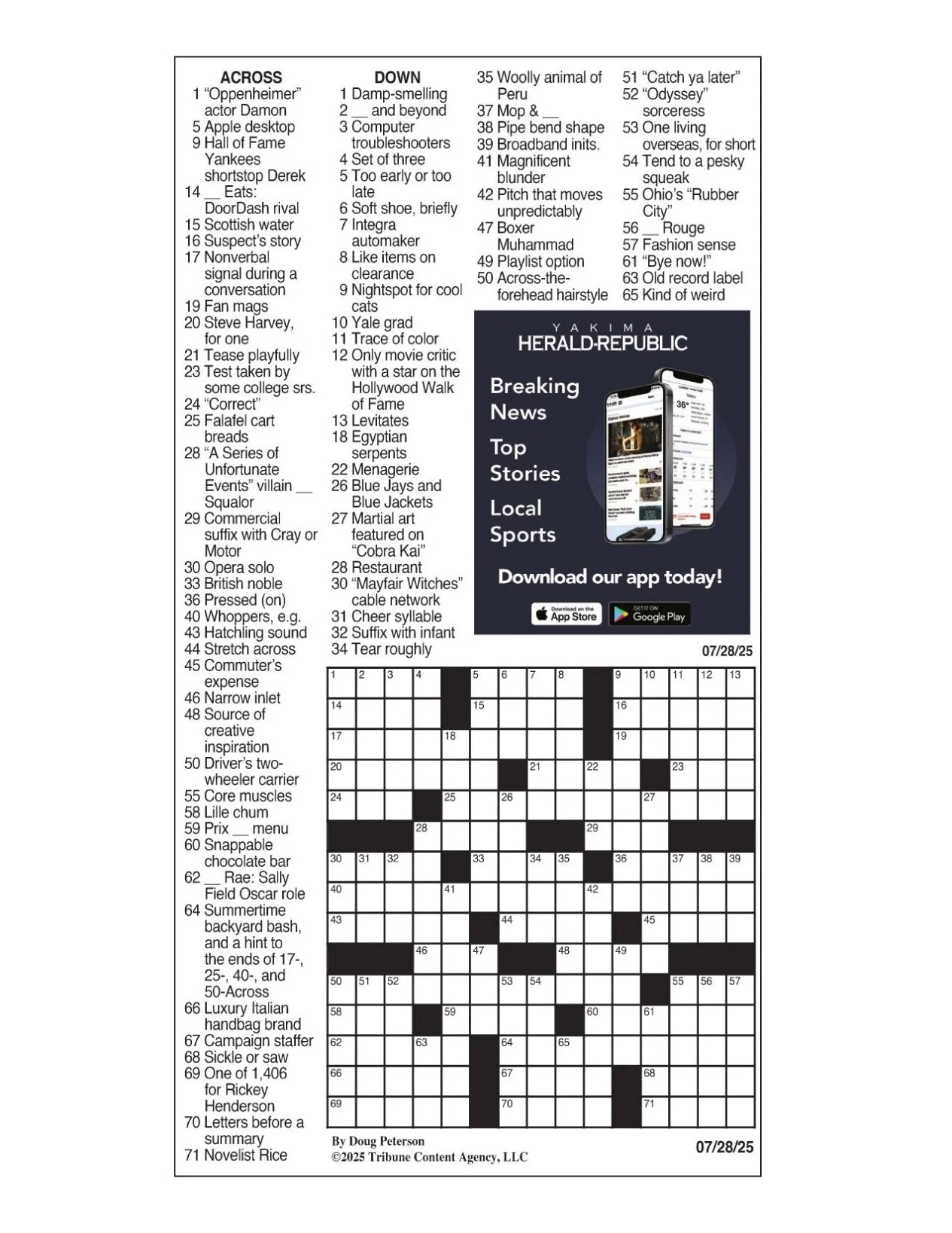 LA Times Crossword July 28 2025 Crosswords Yakimaherald LA Times Crossword July 28 2025 Crosswords Yakimaherald
