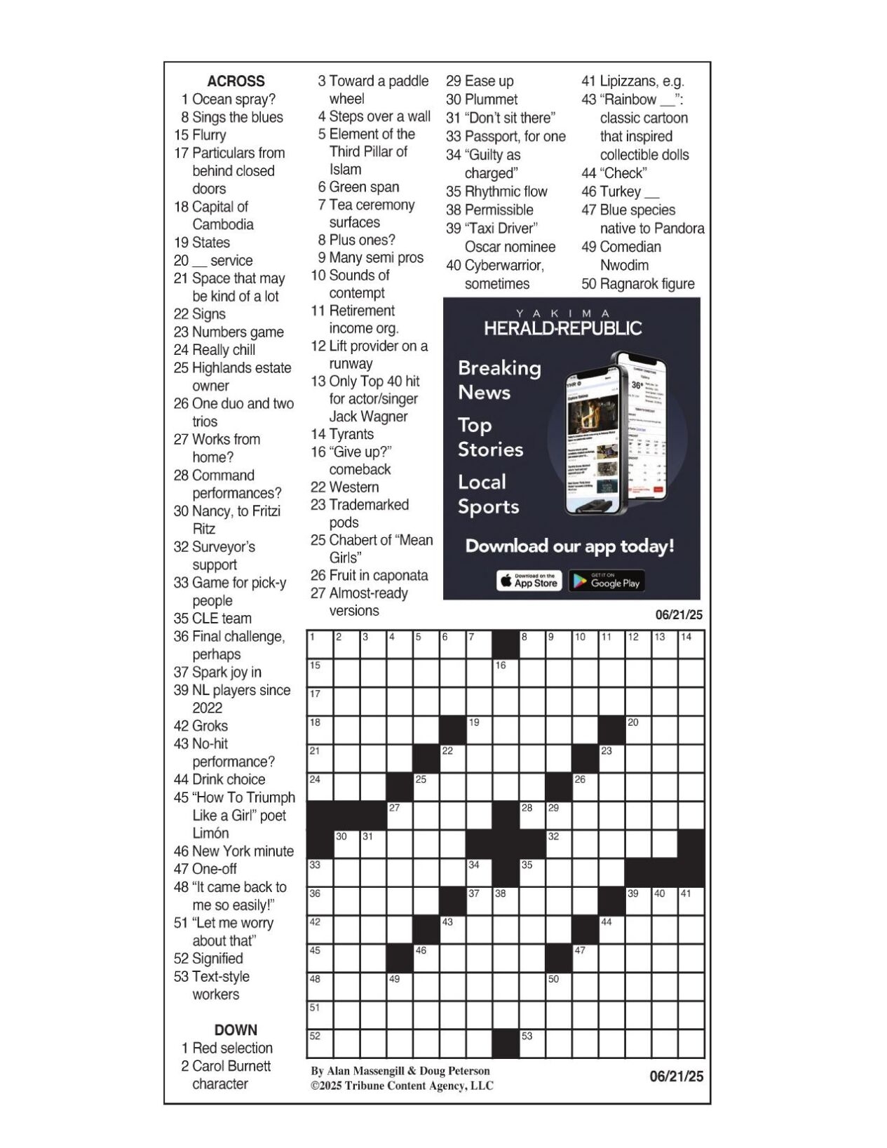 LA Times Crossword June 21 2025 Crosswords Yakimaherald LA Times Crossword June 21 2025 Crosswords Yakimaherald