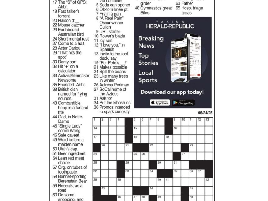 LA Times Crossword June 24 2025 Crosswords Yakimaherald