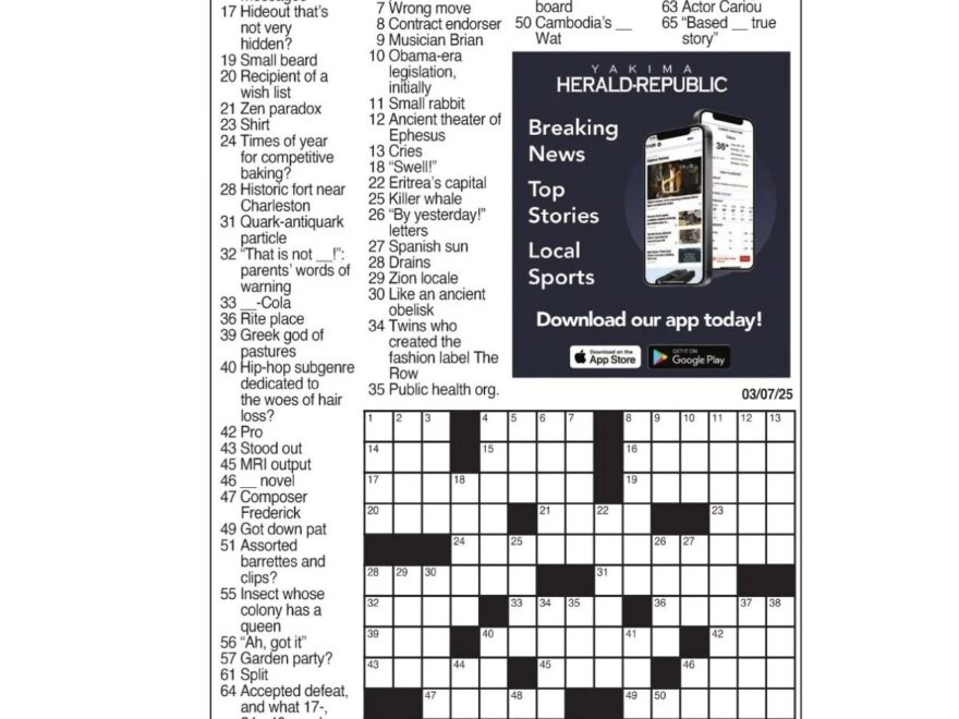 LA Times Crossword March 7 2025 Crosswords Yakimaherald