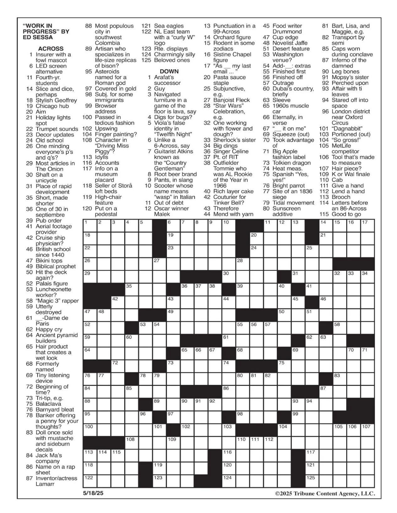 LA Times Crossword May 18 2025 Crosswords Yakimaherald LA Times Crossword May 18 2025 Crosswords Yakimaherald