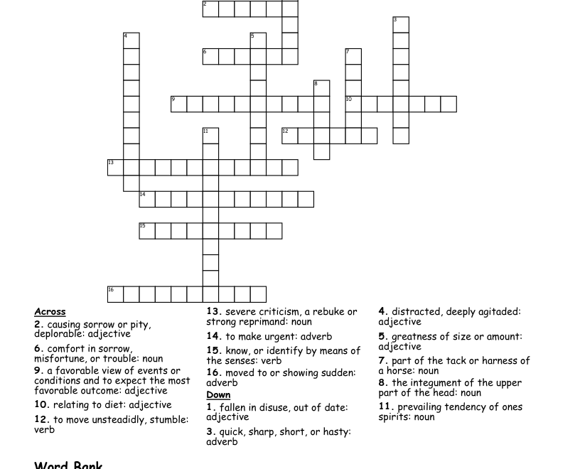 Language Arts Crossword Puzzle WordMint