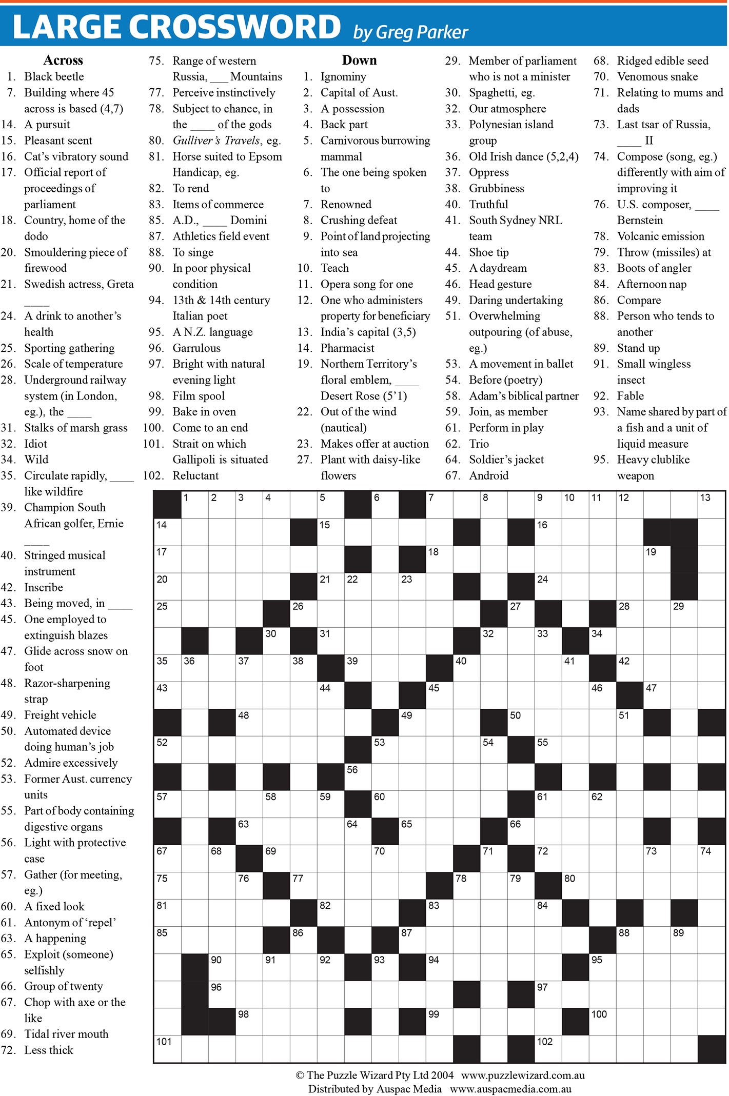 Large Crossword 21x21