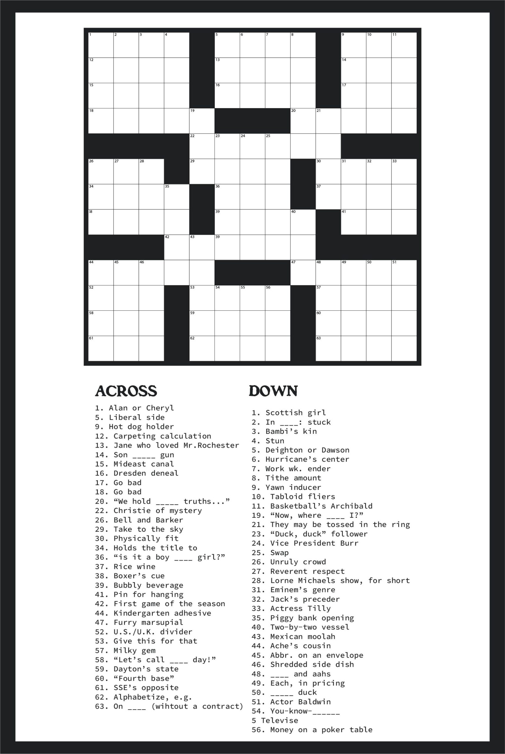 Large Print Crossword Puzzle Worksheets Library Large Print Crossword Puzzle Worksheets Library