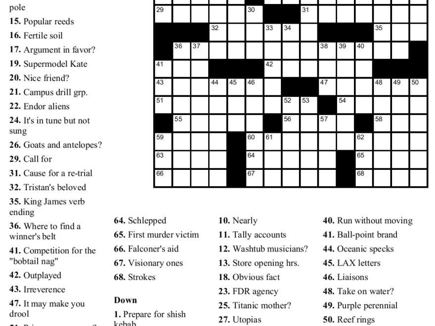 Large Print Easy Crosswords Puzzle Packet Vol 1 Worksheets Library