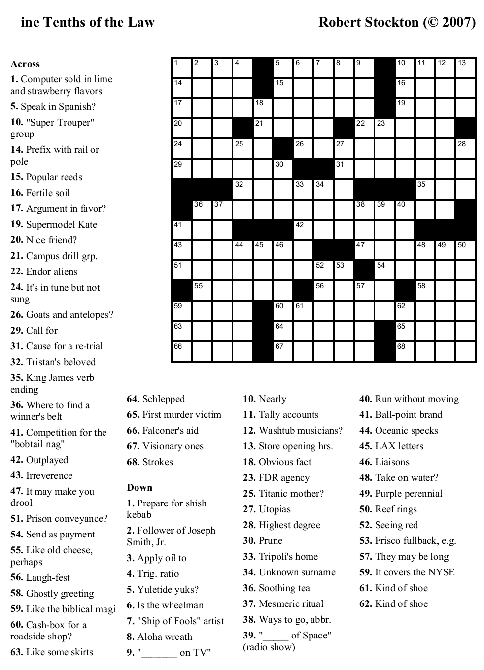 Large Print Easy Crosswords Puzzle Packet Vol 1 Worksheets Library