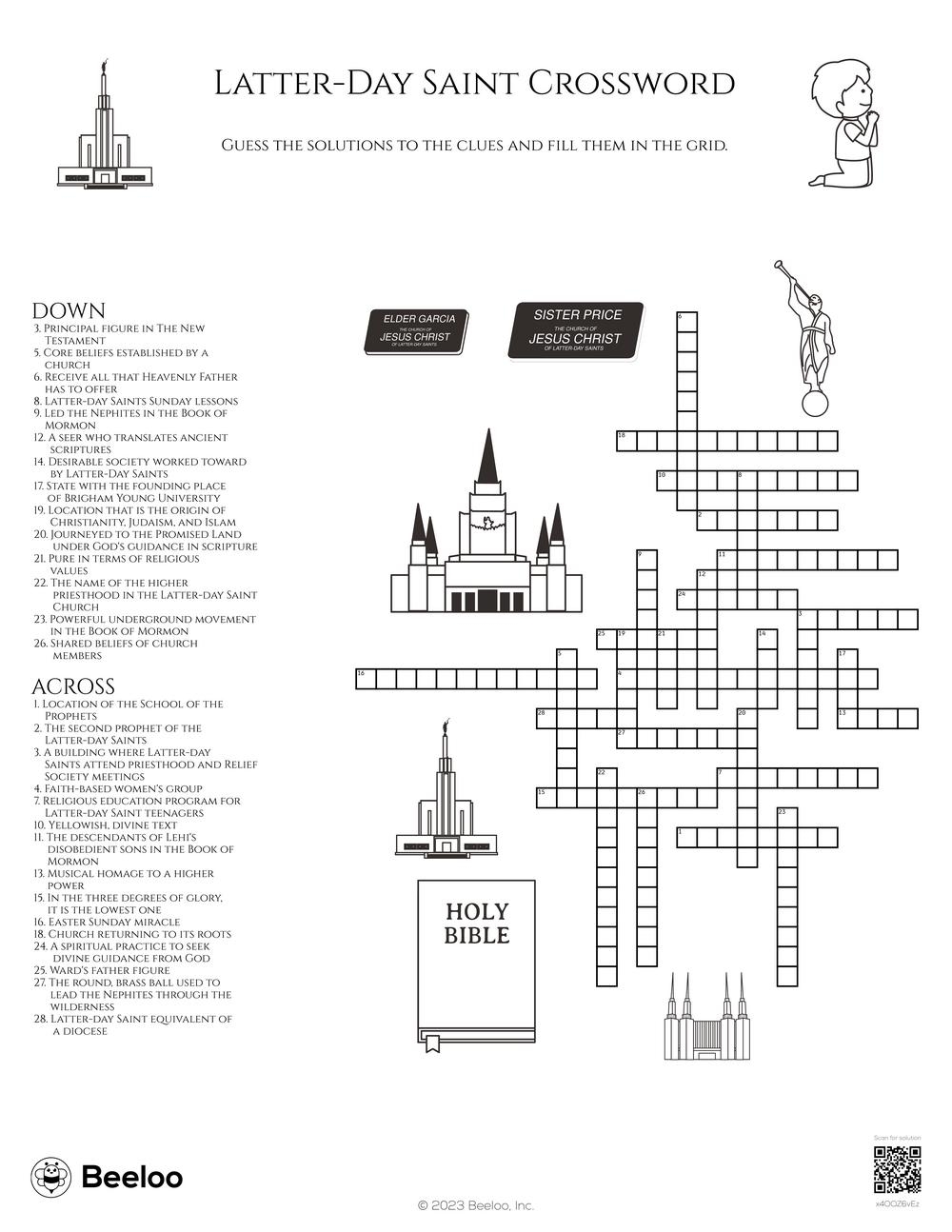 Crossword Puzzle Printable For 20 Terms