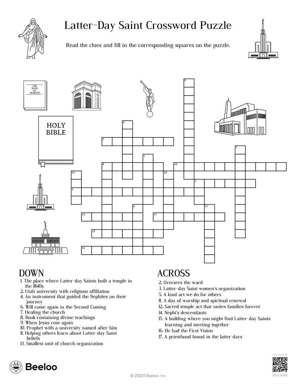 Latter day Saint themed Crossword Puzzles Beeloo Printable Crafts And Activities For Kids Latter day Saint themed Crossword Puzzles Beeloo Printable Crafts And Activities For Kids