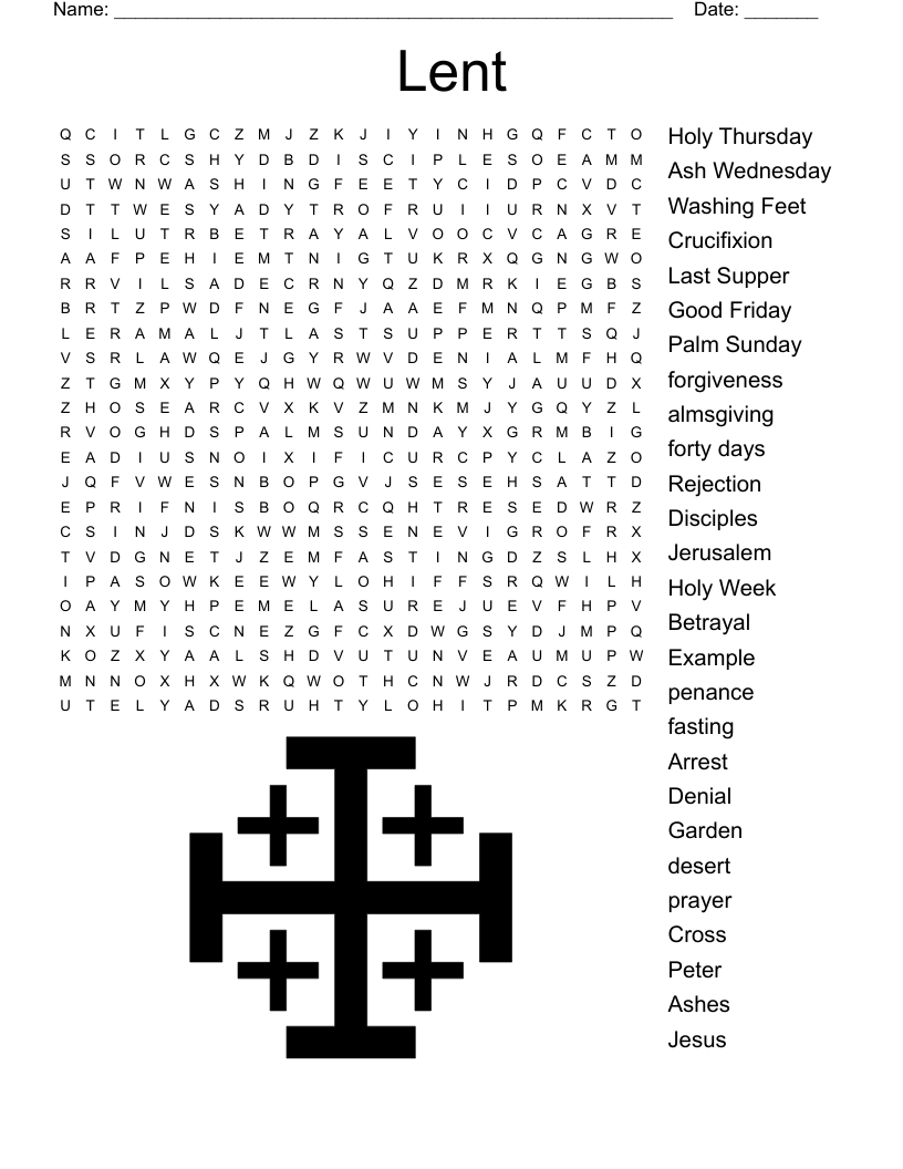 LENTEN CROSSWORD WordMint LENTEN CROSSWORD WordMint