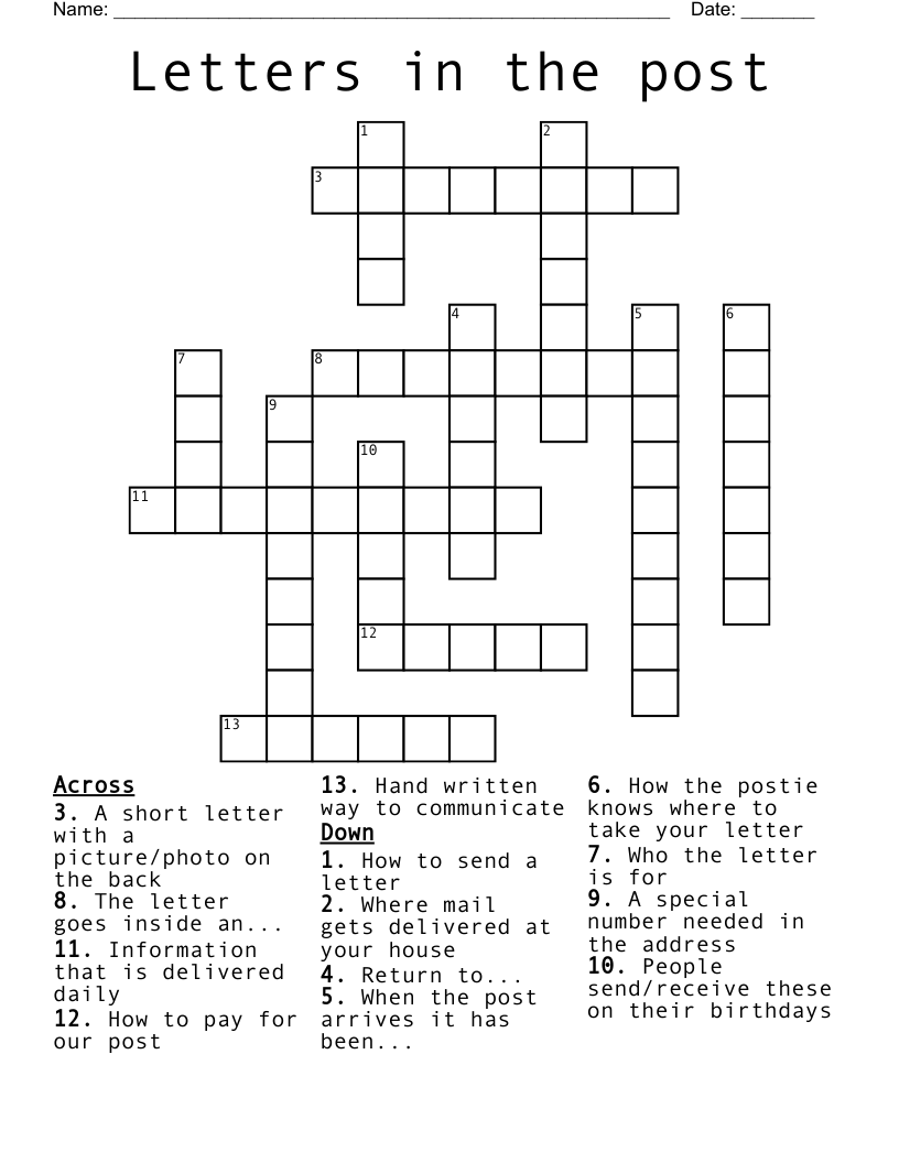 Letters In The Post Crossword WordMint Letters In The Post Crossword WordMint