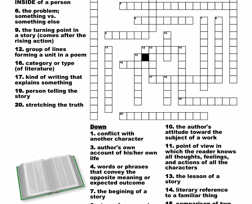 Literary Terms Crossword WordMint Worksheets Library