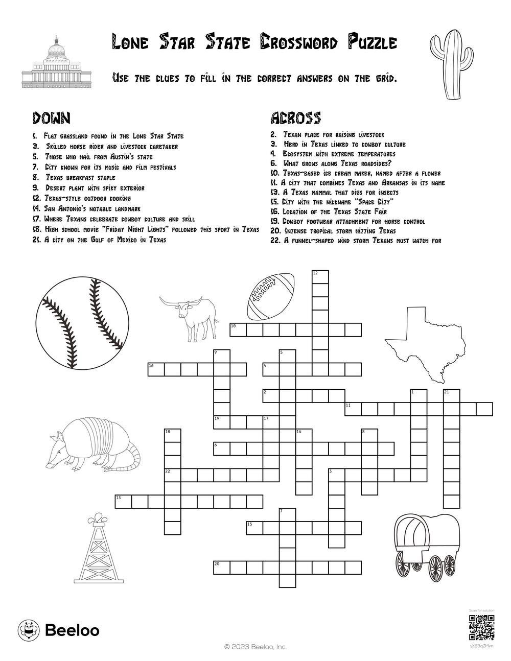 Lone Star State Crossword Puzzle Beeloo Printable Crafts And Activities For Kids Lone Star State Crossword Puzzle Beeloo Printable Crafts And Activities For Kids