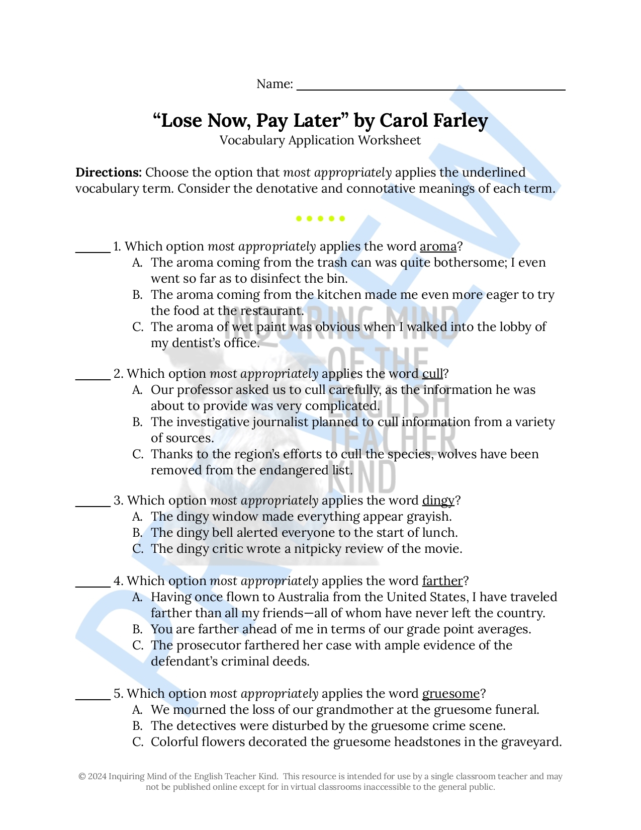Lose Now Pay Later By Carol Farley Vocabulary Games For High School Made By Teachers Lose Now Pay Later By Carol Farley Vocabulary Games For High School Made By Teachers