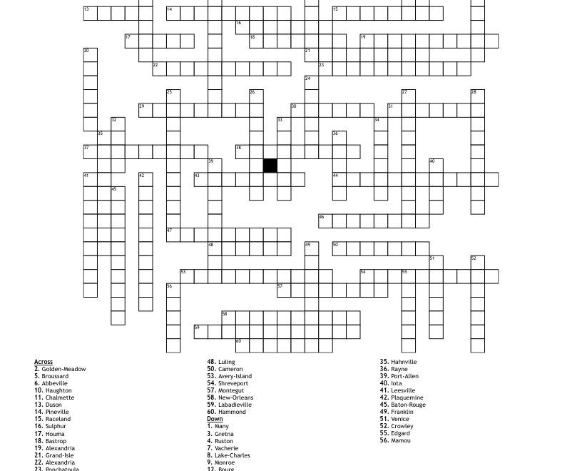 Louisiana Cities Crossword WordMint