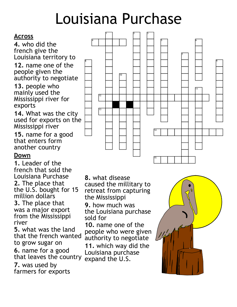 Louisiana Purchase Crossword WordMint Louisiana Purchase Crossword WordMint
