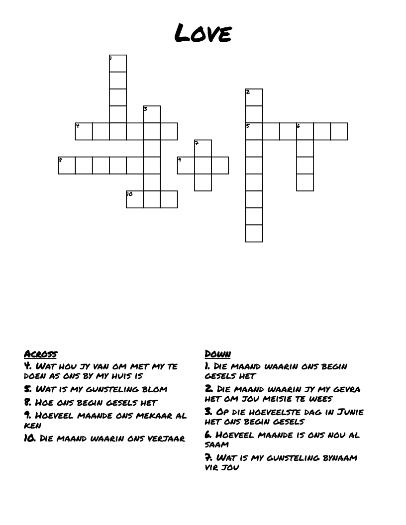 Love Crossword WordMint Love Crossword WordMint