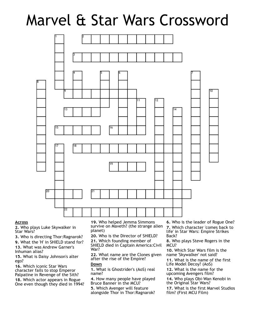 Avengers Crossword Puzzle Printable Avengers Crossword Puzzle Printable