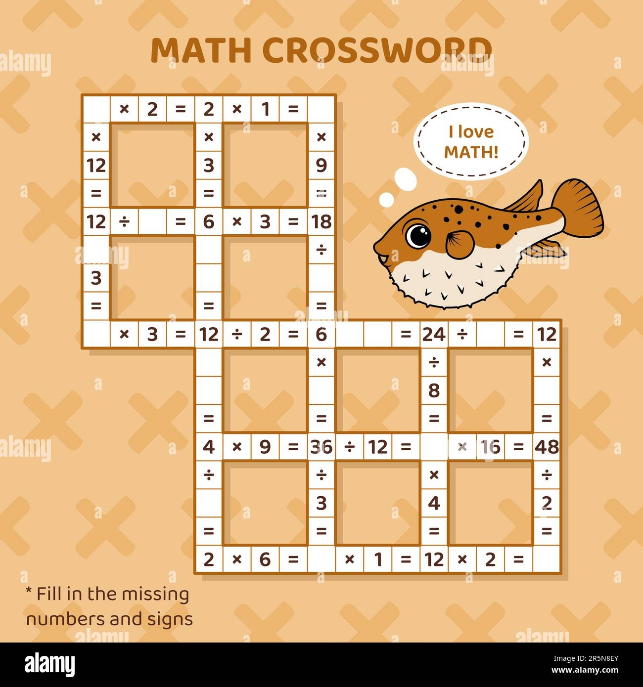 Math Crossword Puzzle For Children Multiplication And Division Stock Vector Image Art Alamy