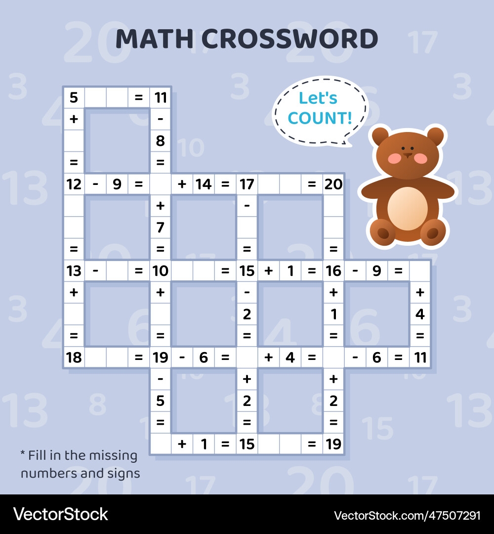 Math Crossword Puzzle For Kids Royalty Free Vector Image Math Crossword Puzzle For Kids Royalty Free Vector Image