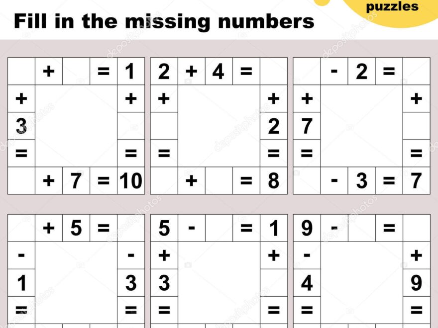 Math Crossword Puzzles Worksheet Easy Worksheet Children Preschool Elementary Middle Stock Vector By yekaterinalim 321653986