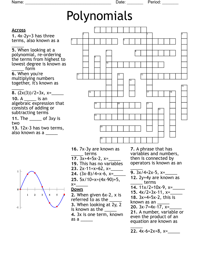 Math Terms Crossword Puzzle WordMint