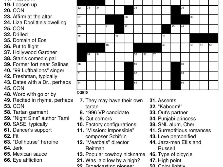Medium Difficulty Printable Crossword Puzzles Printable Worksheets Library
