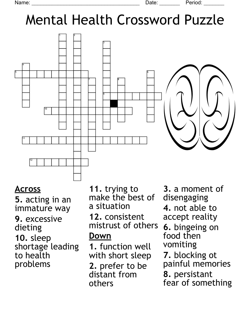 Mental Health Crossword Puzzle WordMint Mental Health Crossword Puzzle WordMint