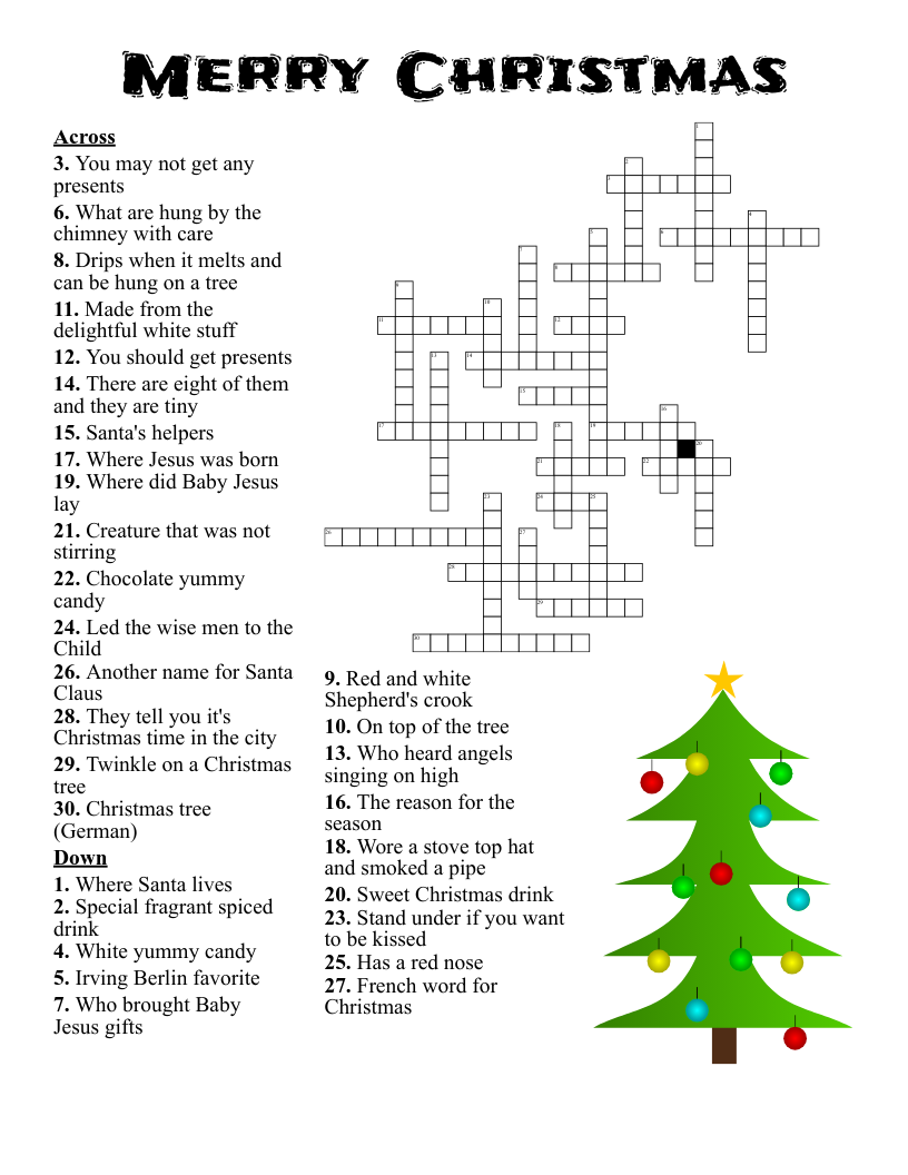 Merry Christmas Crossword WordMint Merry Christmas Crossword WordMint