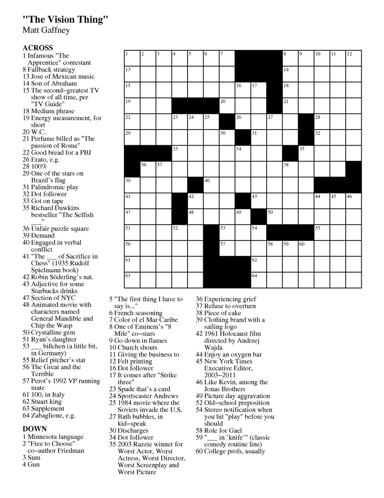 Crossword Mirroreyes Printable