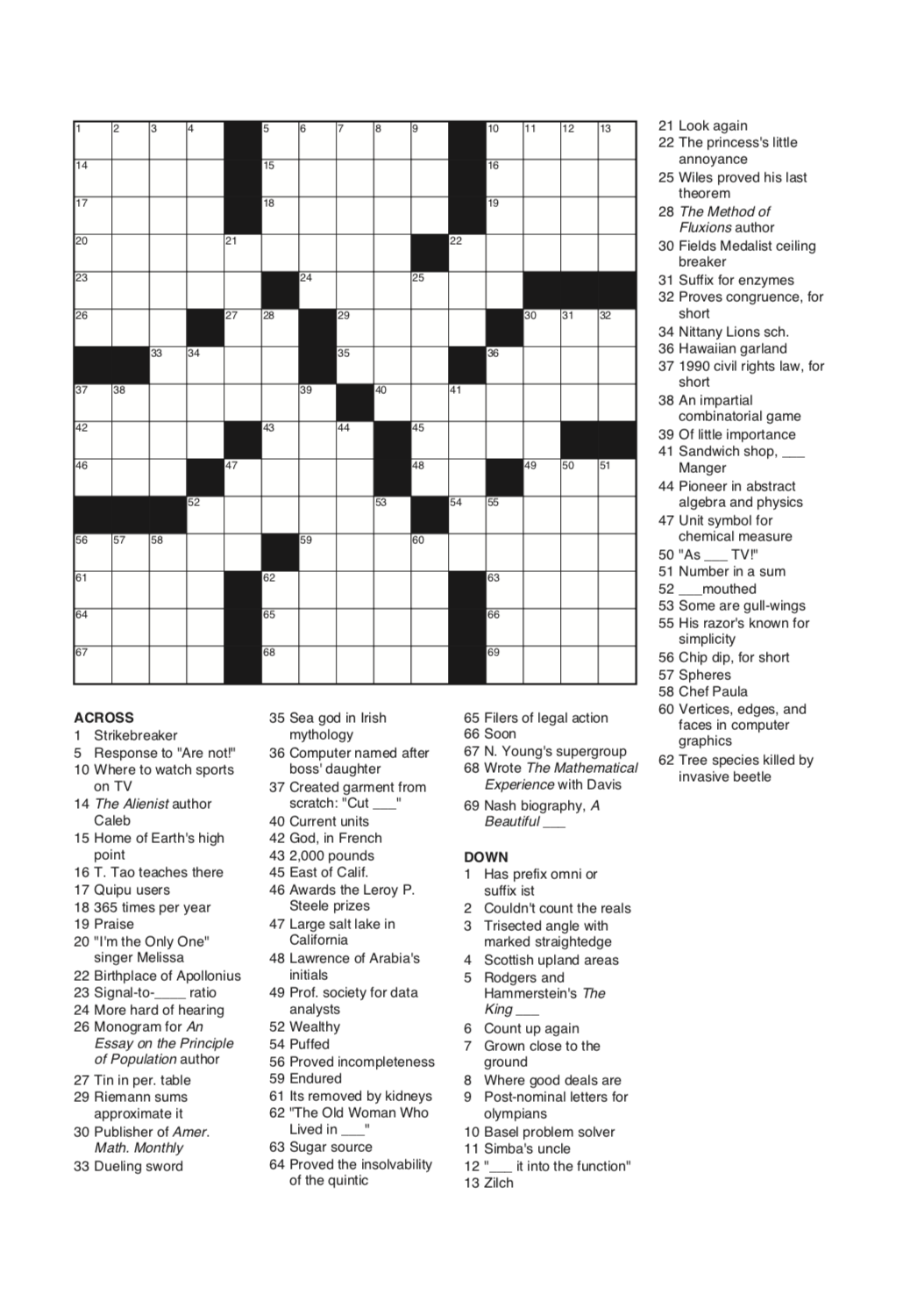 My First Crossword Puzzle David Richeson Division By Zero My First Crossword Puzzle David Richeson Division By Zero