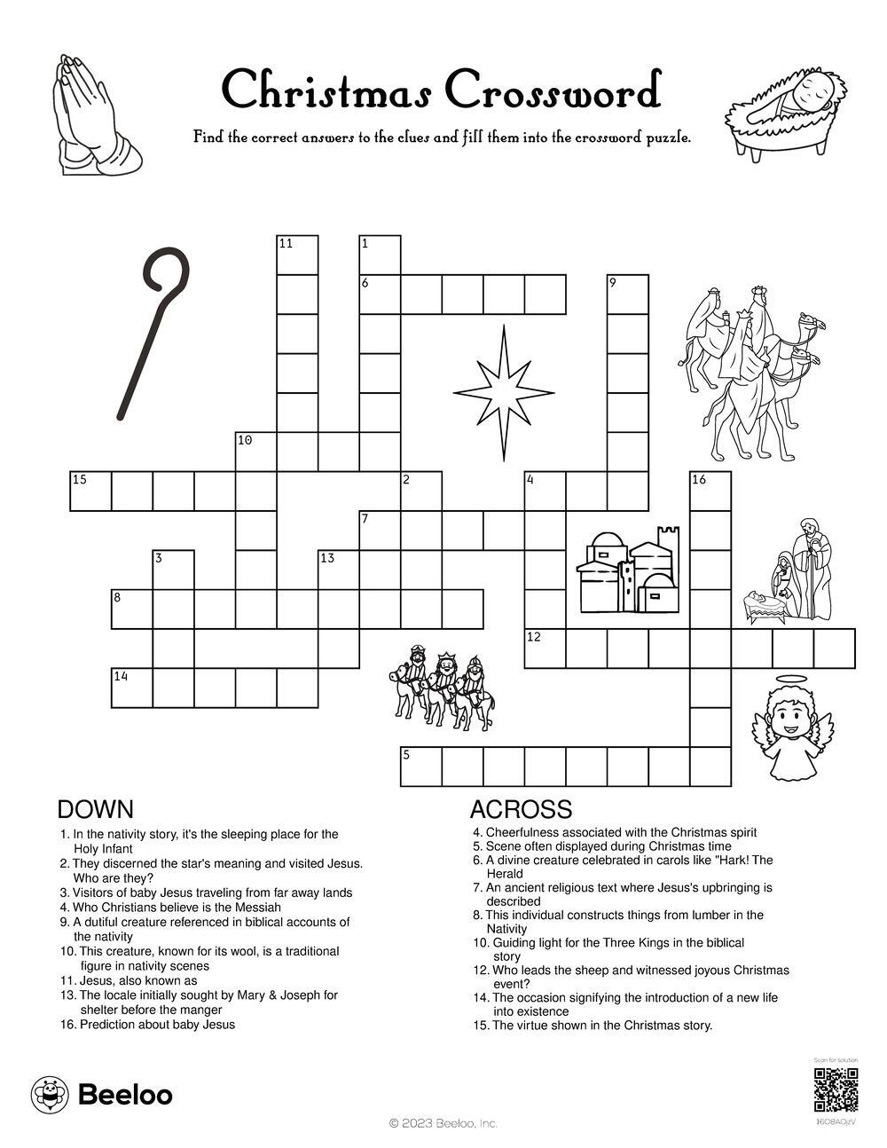 Nativity themed Crossword Puzzles Beeloo Printable Crafts And Activities For Kids Nativity themed Crossword Puzzles Beeloo Printable Crafts And Activities For Kids