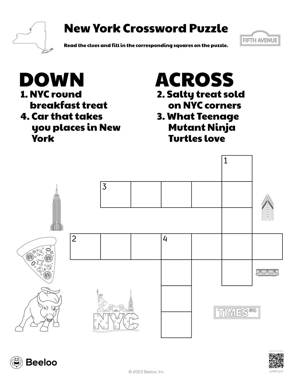 New York Crossword Puzzle Beeloo Printable Crafts And Activities For Kids New York Crossword Puzzle Beeloo Printable Crafts And Activities For Kids