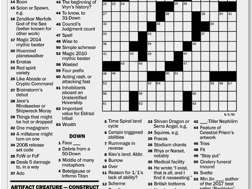 New York Times Crossword x post From R HellsCube R magicTCG