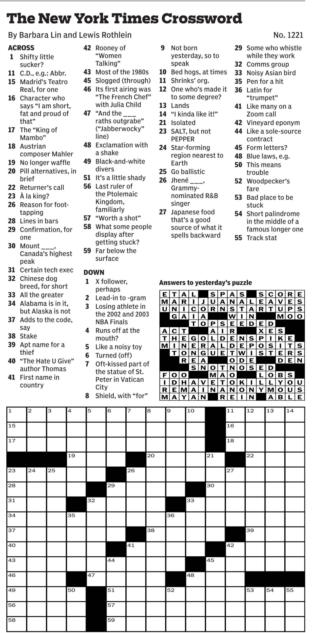 New York Times Daily Crossword Puzzles New York Times Daily Crossword Puzzles