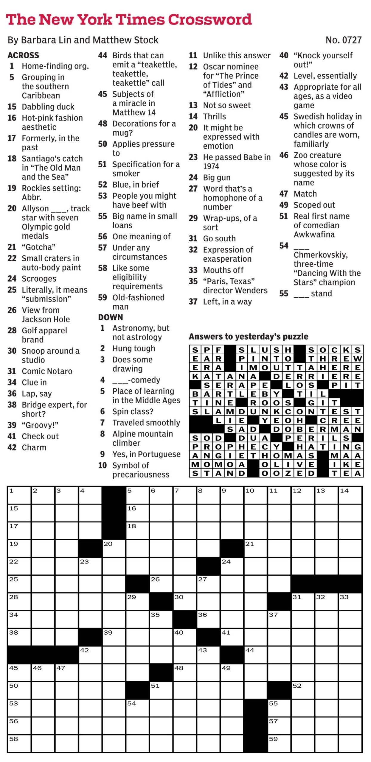 New York Times Daily Crossword Puzzles New York Times Daily Crossword Puzzles