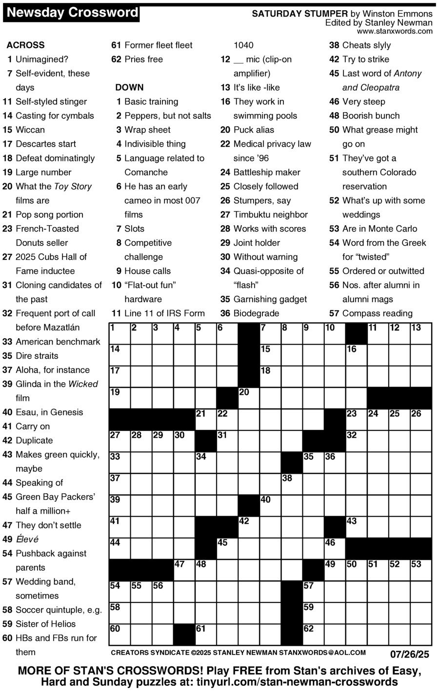 Newsday Crossword Puzzle Creators Syndicate Newsday Crossword Puzzle Creators Syndicate