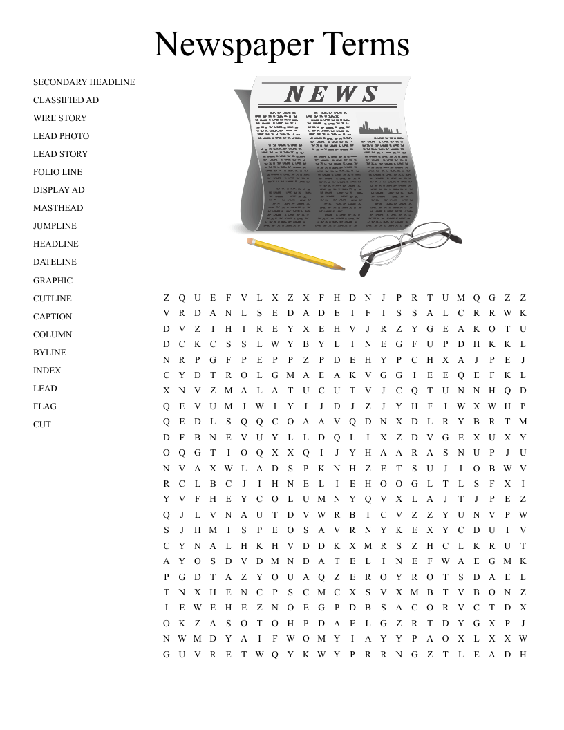 Newspaper Terms Word Search WordMint Newspaper Terms Word Search WordMint
