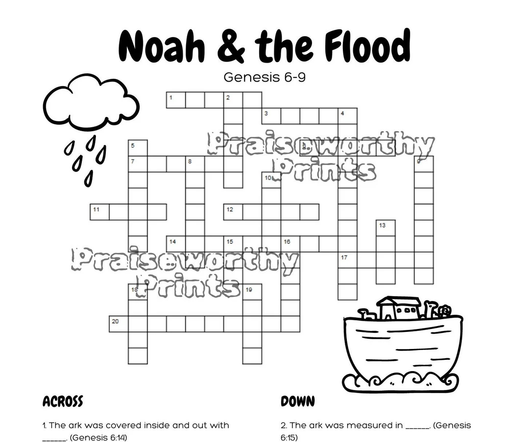 Noah And The Flood Crossword Digital Download Bible Class Resource Childrens Activity Genesis Study For Kids Sunday School Printable Etsy Noah And The Flood Crossword Digital Download Bible Class Resource Childrens Activity Genesis Study For Kids Sunday School Printable Etsy