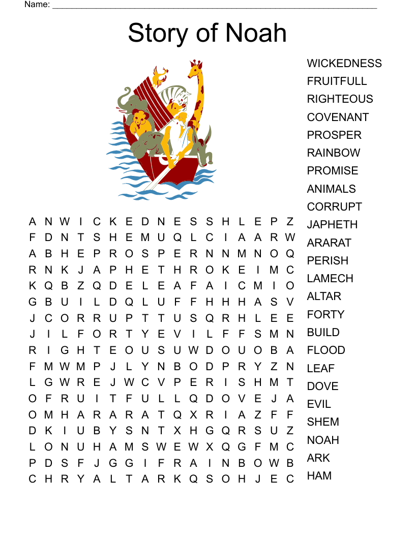 Noah s Ark Crossword WordMint Noah s Ark Crossword WordMint