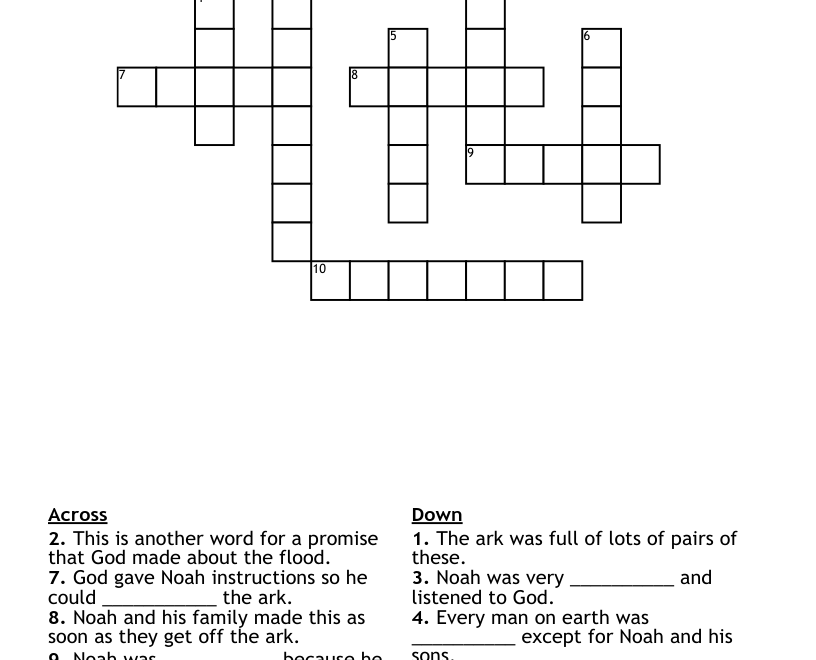 Noah s Ark Crossword WordMint