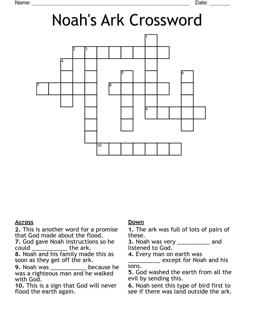 Noah s Ark Crossword WordMint Noah s Ark Crossword WordMint