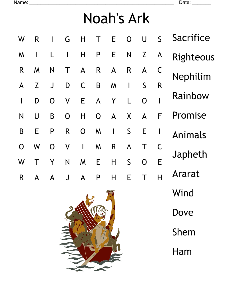 Noah s Ark Word Search WordMint Noah s Ark Word Search WordMint