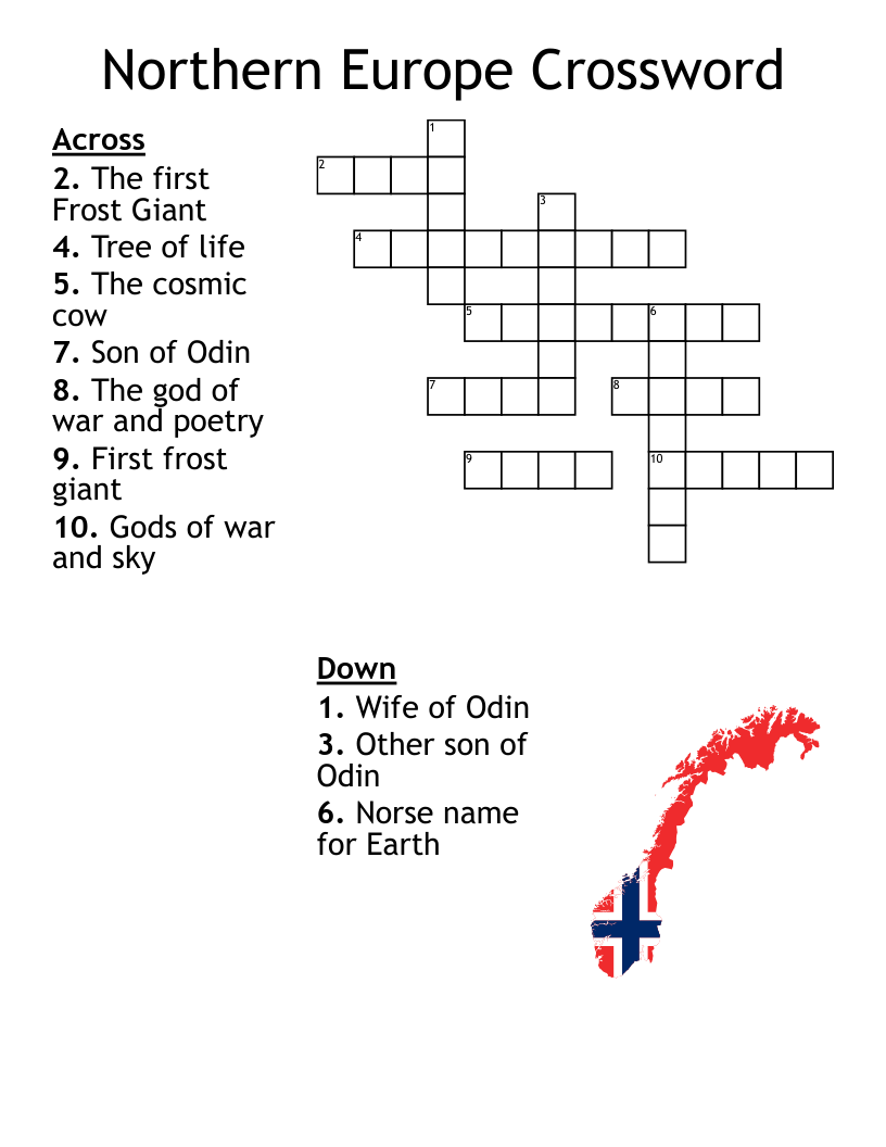 Northern Europe Crossword WordMint Northern Europe Crossword WordMint