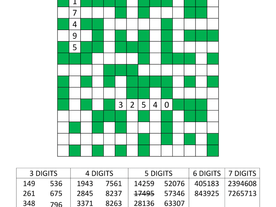 Number Fill In Puzzles