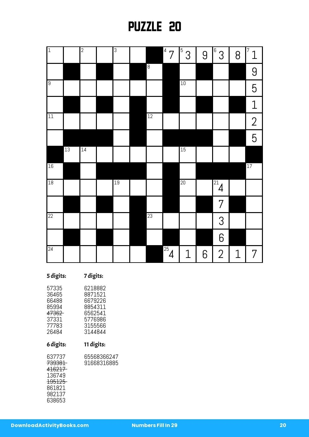 Numbers Fill In In Numbers Fill In 29 Numbers Fill In In Numbers Fill In 29