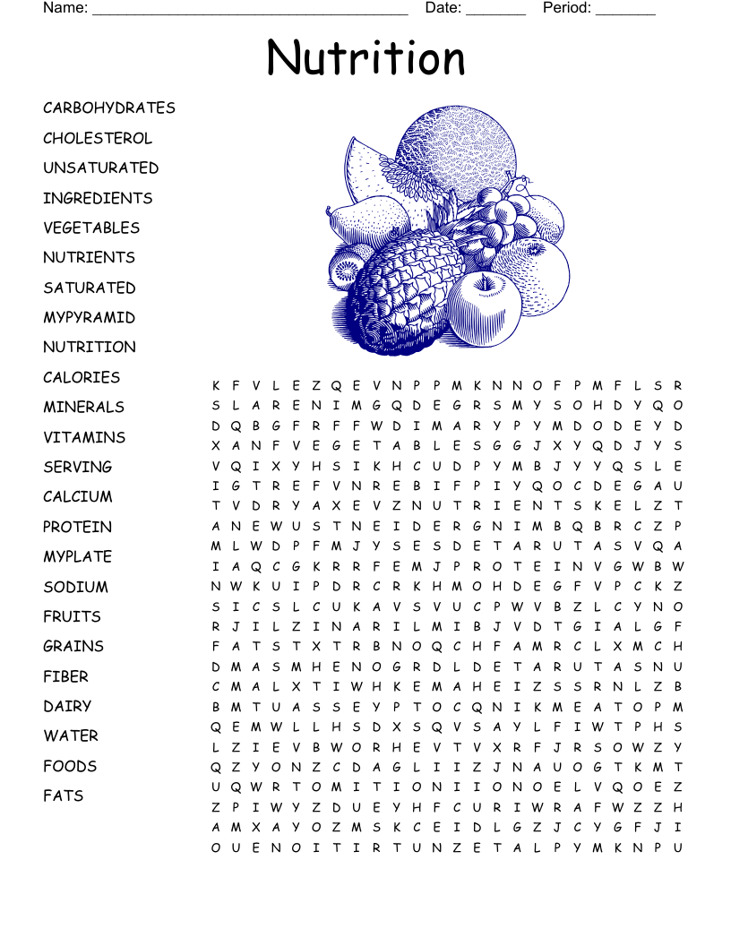 Nutrition Word Search WordMint Nutrition Word Search WordMint
