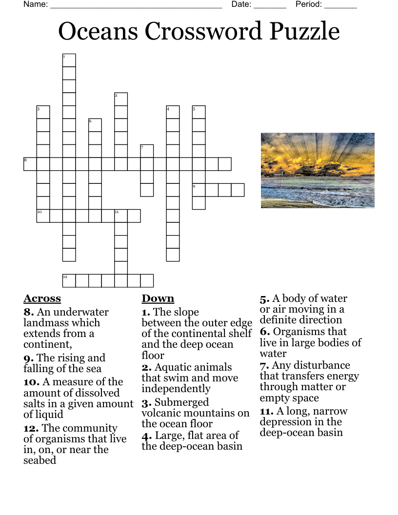 Oceans Crossword Puzzle WordMint