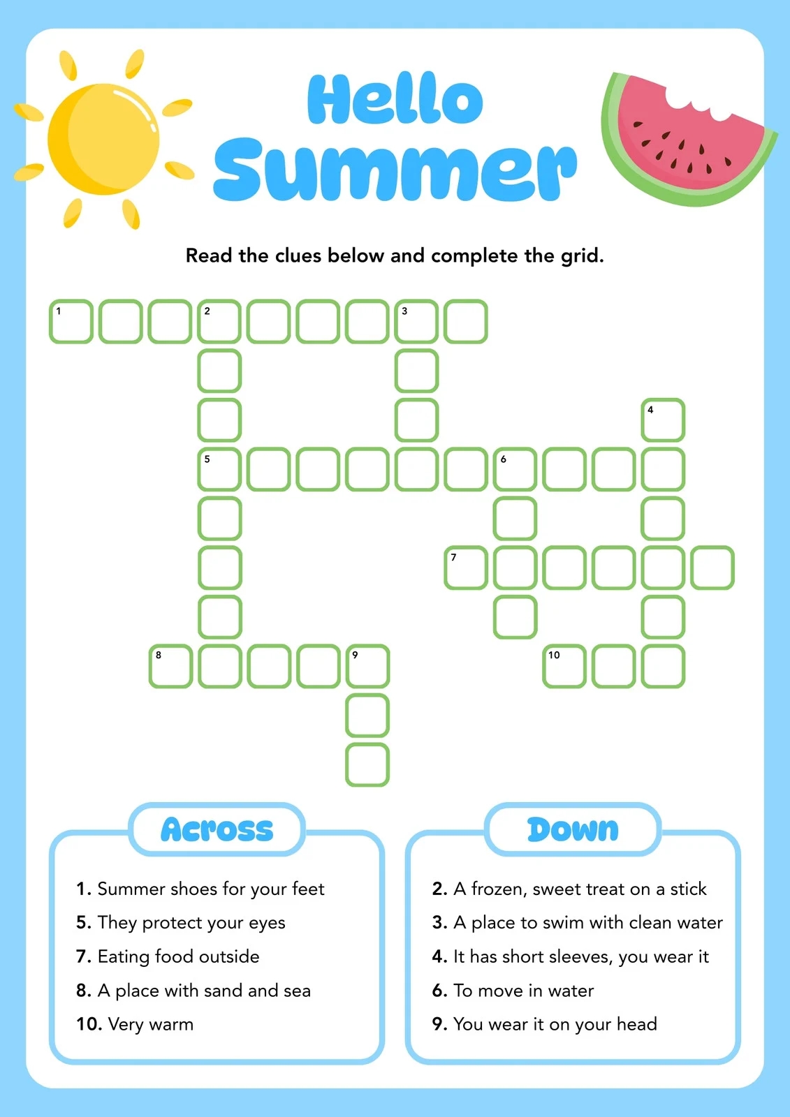 Kid Friendly Crosswords Medium Difficulty Printable