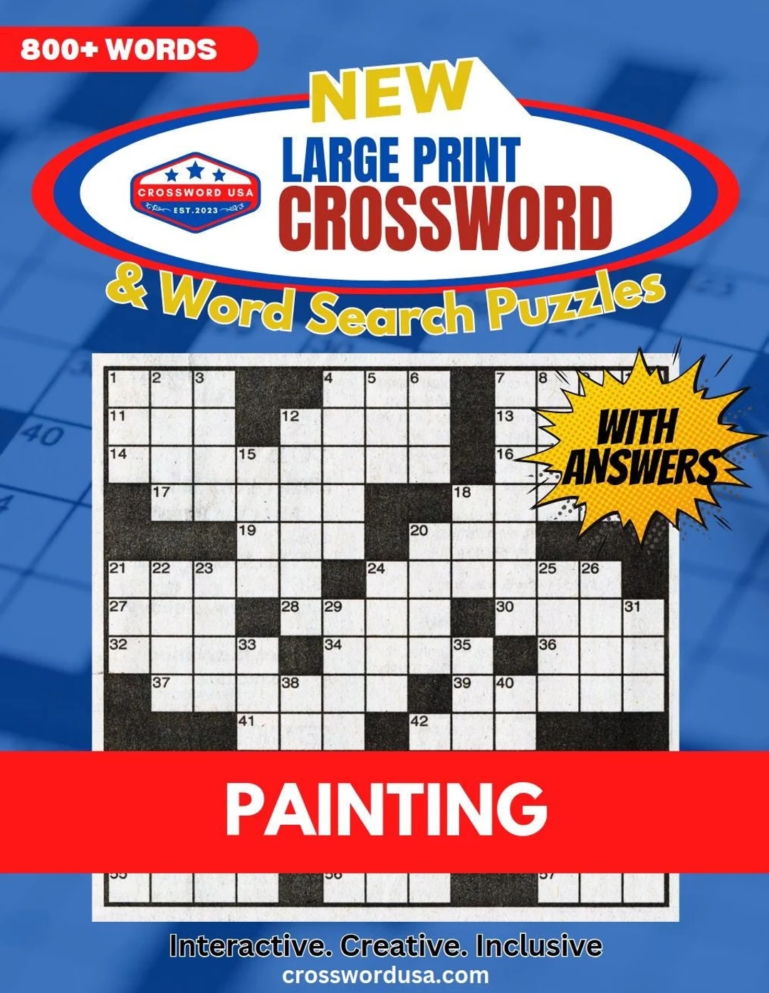 Painting Crossword Puzzles Artistic Creative Engaging Large print Crosswords For Art Lovers Etsy
