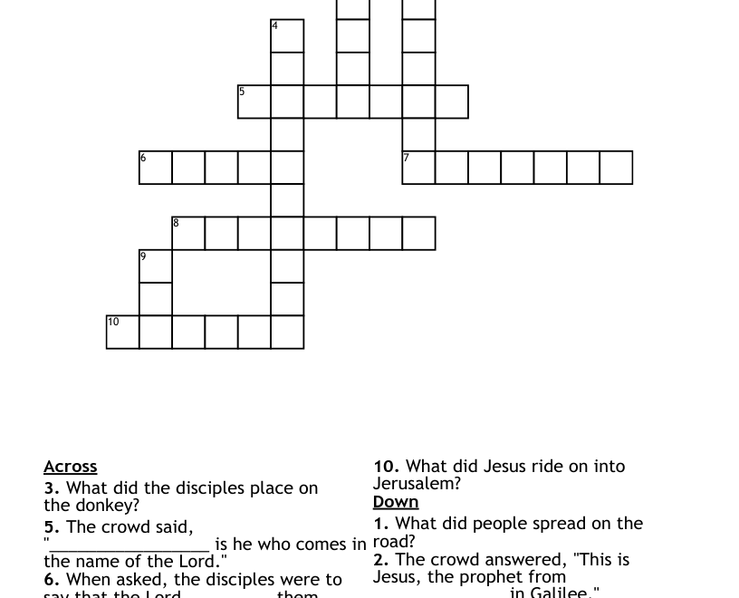 Palm Sunday Crossword WordMint